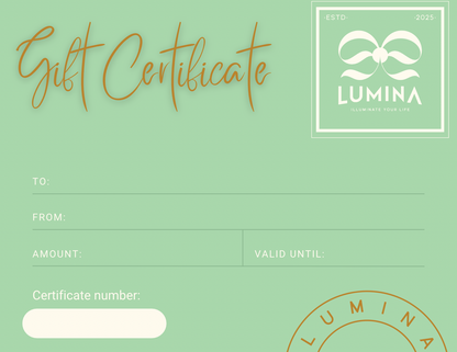 Lumina Gift Certificate (Certificado de Regalo)