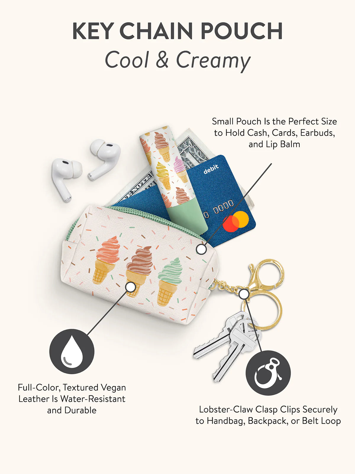 Mini keychain pouch