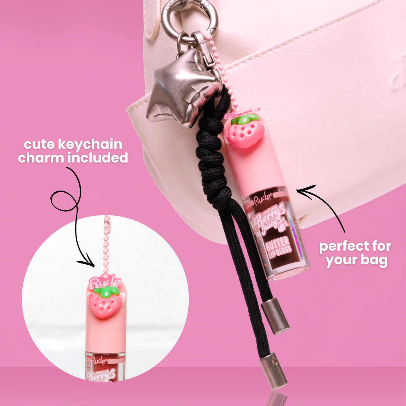 Rude Cosmetics Berry Juicy Butter Lip Gloss Keychain
