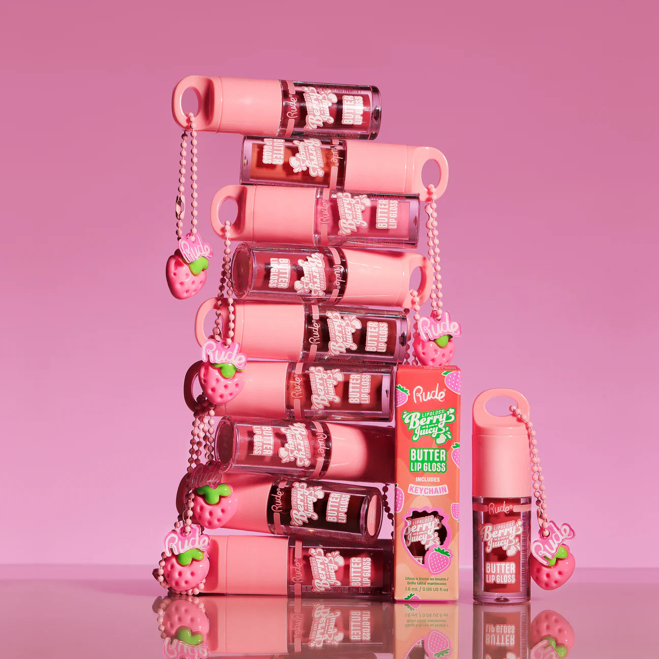 Rude Cosmetics Berry Juicy Butter Lip Gloss Keychain