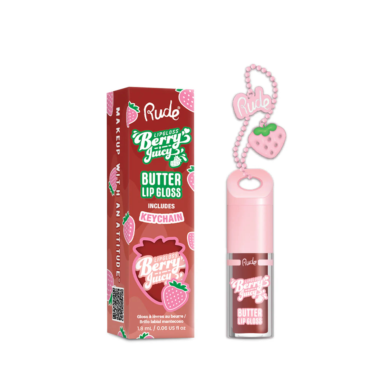 Rude Cosmetics Berry Juicy Butter Lip Gloss Keychain