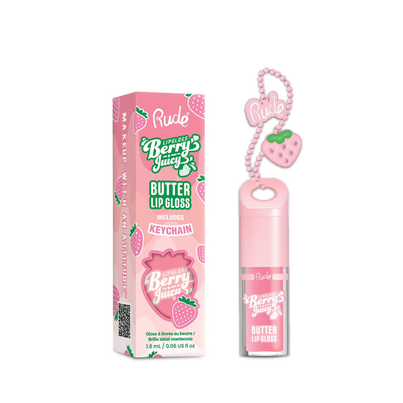Rude Cosmetics Berry Juicy Butter Lip Gloss Keychain
