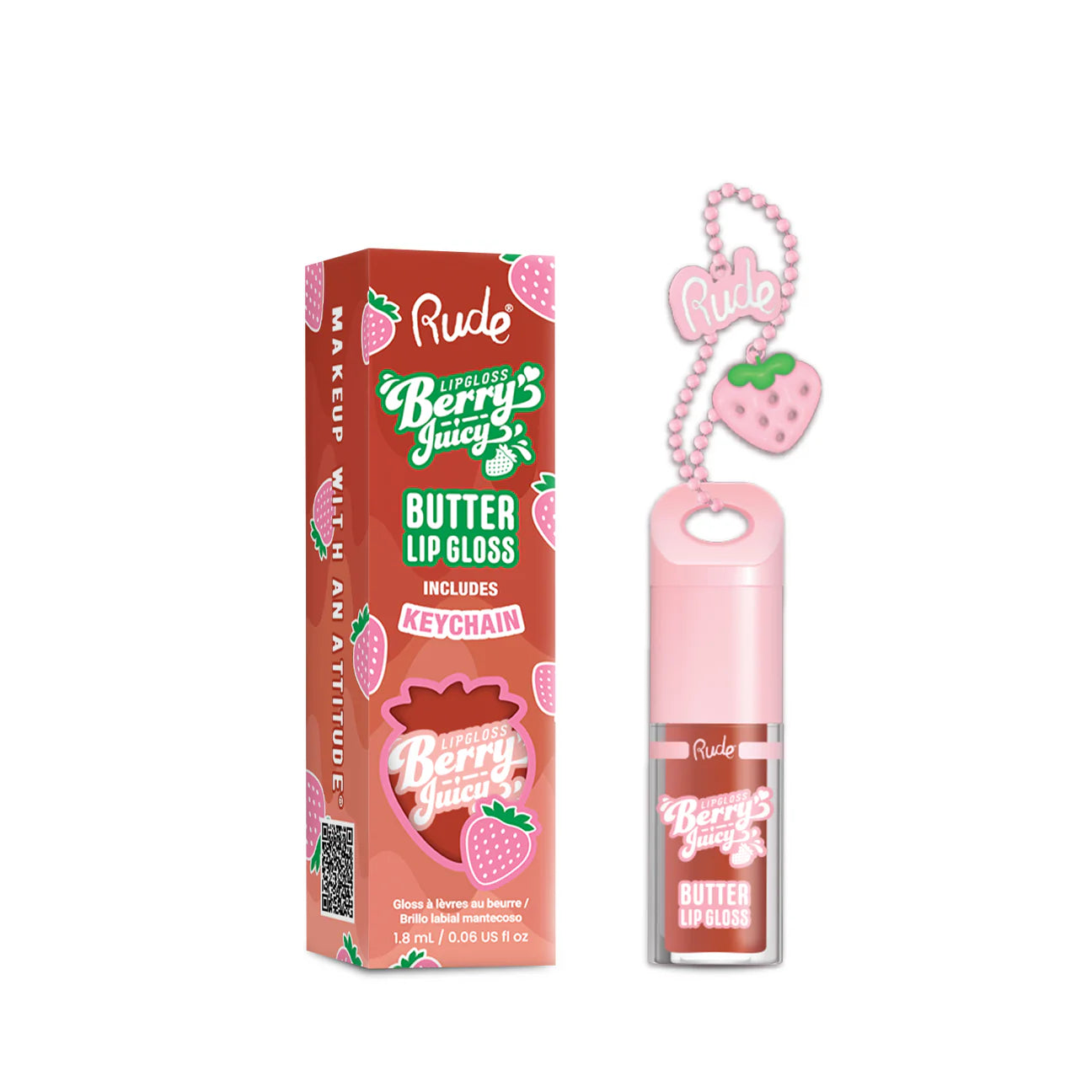 Rude Cosmetics Berry Juicy Butter Lip Gloss Keychain