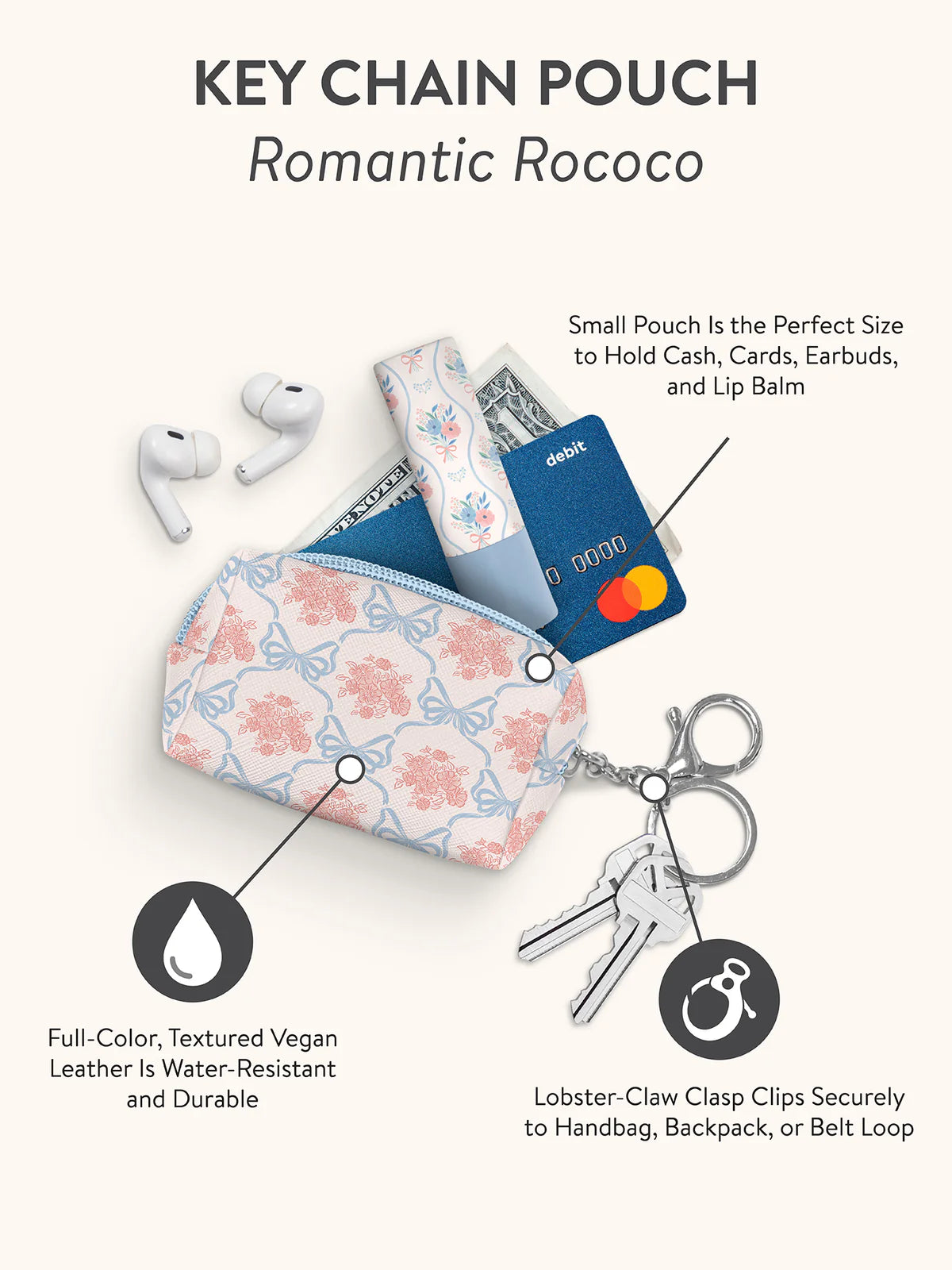 Mini keychain pouch